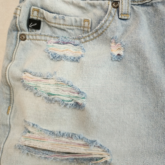 Kancan size 9 / 28 shorts multi color thread denim  jean shorts high rise - Picture 4 of 7